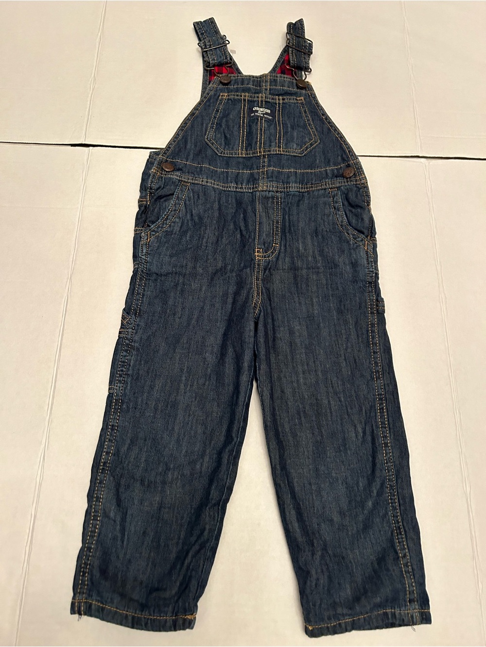 OSHKOSH Children's Dark Blue Denim Overalls lined inside.